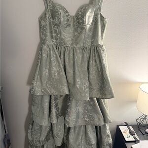 CUSTOM MADE Long Ball Gown Tiered Ruffle Dress